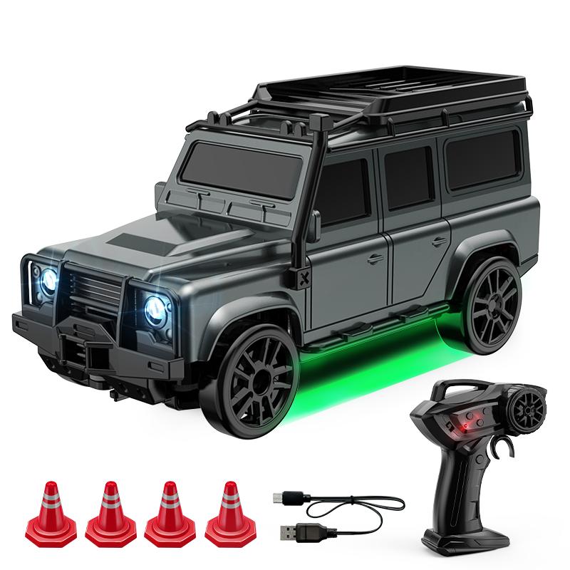 1 64 Мини-радиоуправляемый дрифт-кар 4WD 2.4G Пульт дистанционного управления Настольный гоночный автомобиль Светодиодная подсветка Карманные авто-игрушки для детей Мальчиков Подарок