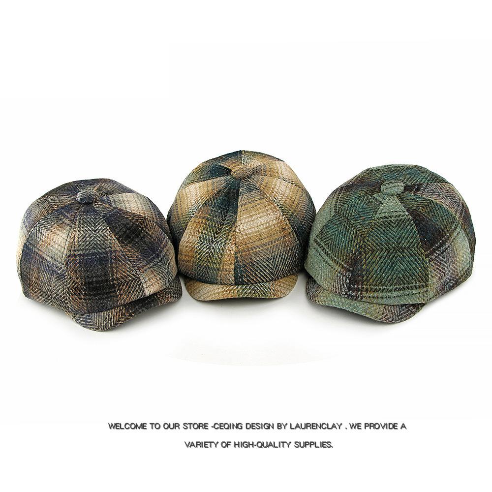 Осенне-зимняя шерстяная градиентная восьмиугольная кепка мужская британская винтажная кепка кепка газетчика