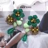 Vintage Resin Flower Earrings Beads Women Earrings Water Droplet Long Earrings  Daily Wear