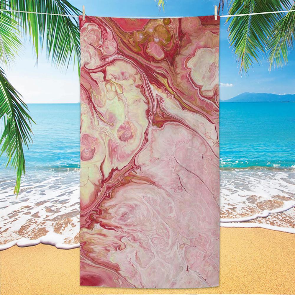 Purple Gold Marble Fluid Art Beach Towel Quick Dry Absorbent Microfiber Towel for Swimming Pool Camping Travel