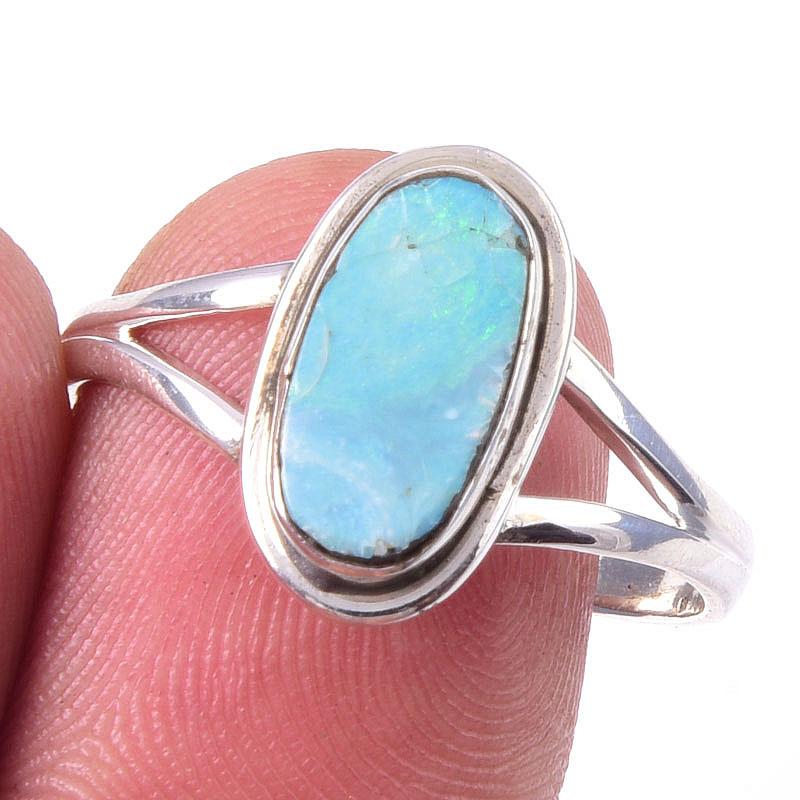 Подарочное кольцо из стерлингового серебра 925 пробы с натуральным австралийским опалом S.10 u1m74