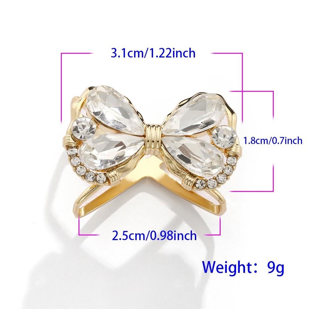 2pcs Fixed Decorative Wave Scarf Ring Waterdrop Diamond Scarfs Clasp Bowknot Scarf Buckle for Women