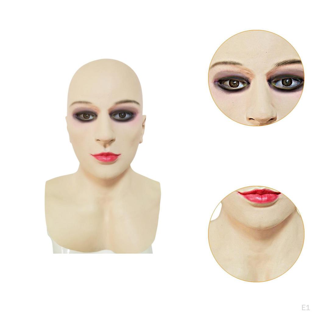 Лысая Красавица Косплей Латексная Страшная Маска на Голову для Маскарада, Праздника