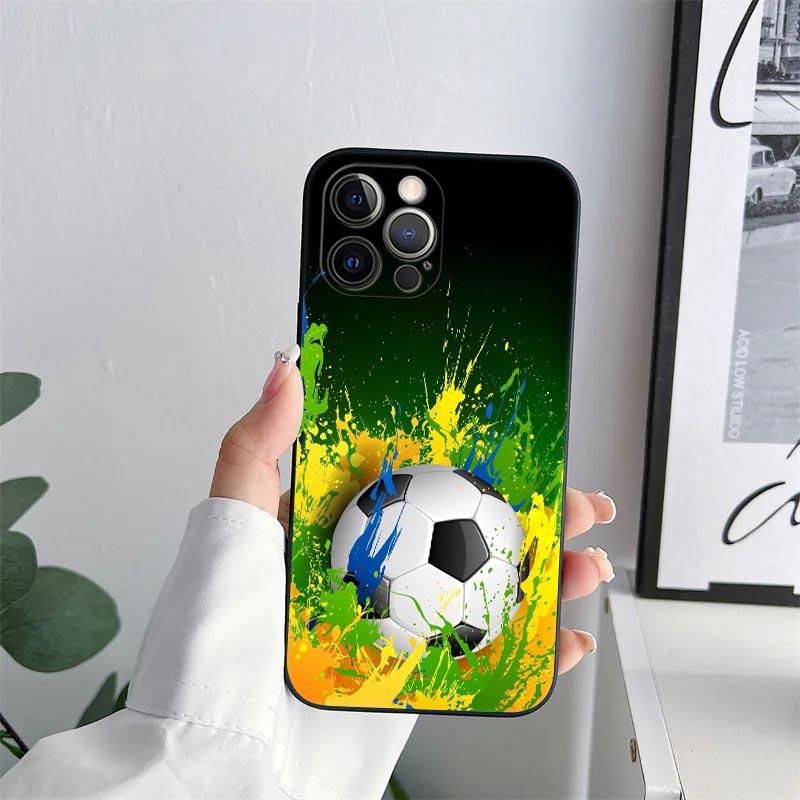 Football Footy Soccer Phone Case for iPhone 11 15 Pro Max Case Coque 14 Plus 13 Pro 12 11 X XS XR 6s 7 8 SE 2020 TPU Soft Cover