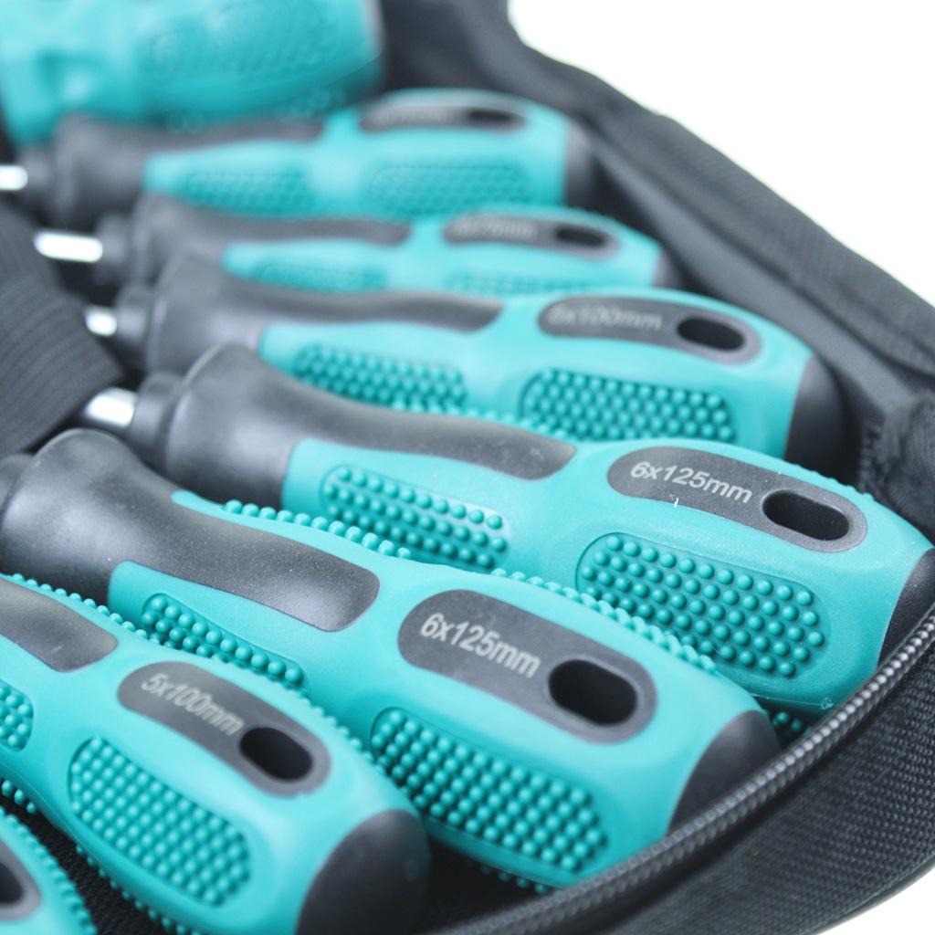 Набор из 9 магнитных крестовых и шлицевых отверток с сумкой для инструментов