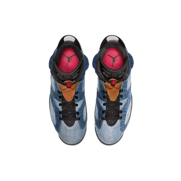 Мужские кроссовки Air Jordan 6 Retro Washed Denim Black Sail-Varsity-Red CT5350-401