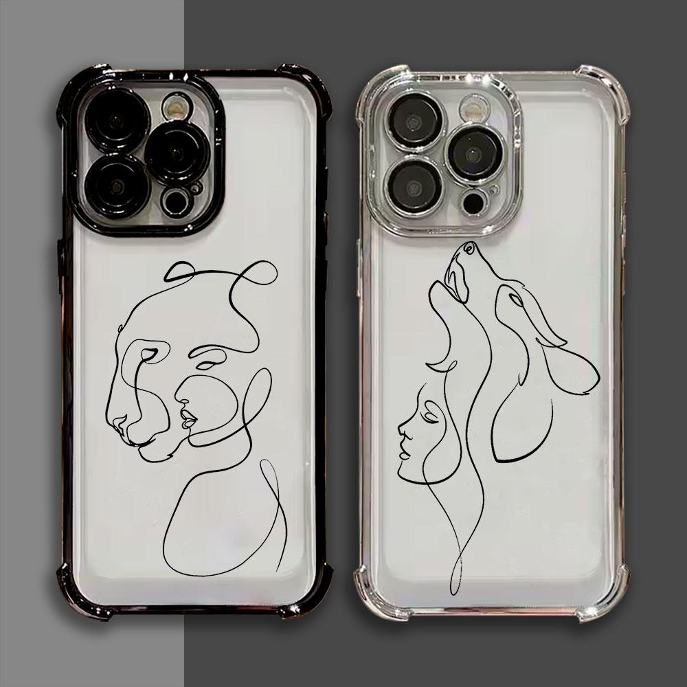 Животное Женщина Девушка Лицо Линия Funda Для iPhone 17 Pro 16 15 14 13 12 11 Pro Max Чехол 17 Plus 17E 16E 17Air Силиконовый Чехол для Телефона