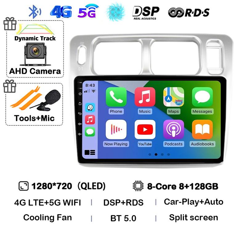 Android 14 беспроводной авто Carplay для Mitsubishi Pajero iO 1998-2007 автомобильный радиоприемник GPS навигация 4G WIFI мультимедийный видеоплеер DSP