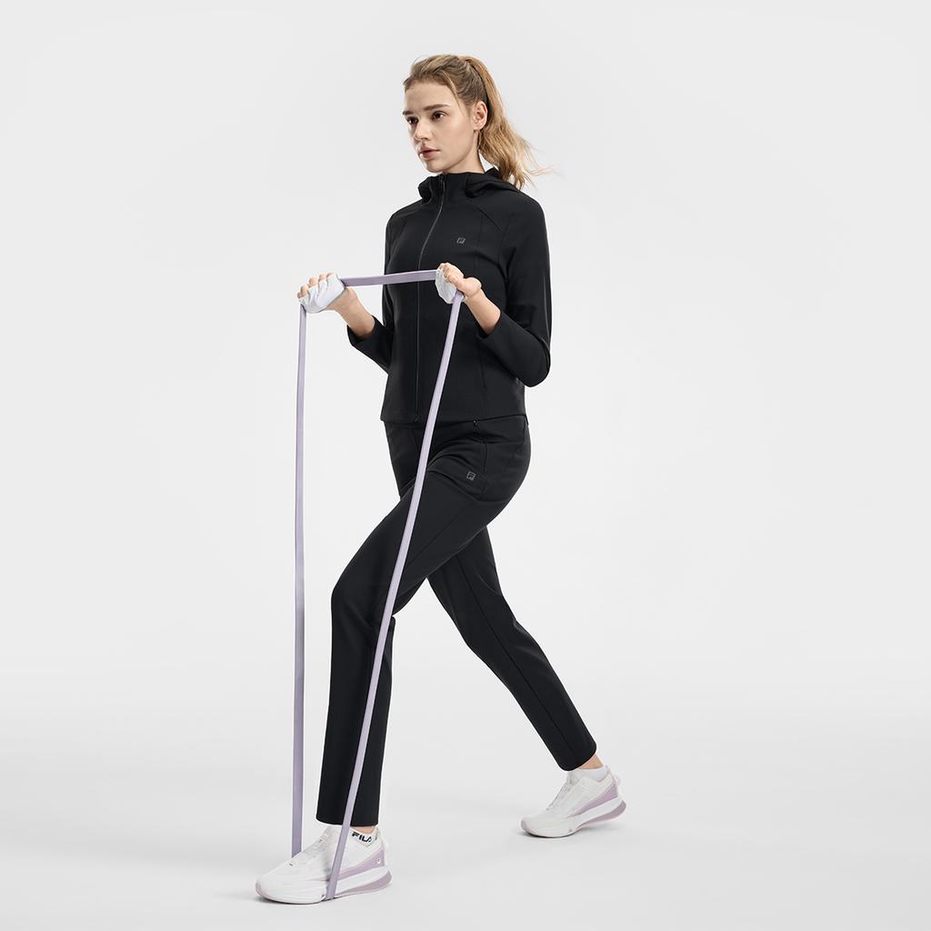 Fila Фитнес Классическая Простая Спортивная Тренировка Удобная Универсальная Тонкий Вязаный Худи Куртка Женские куртки Глубокий Черный A11W621503FBK