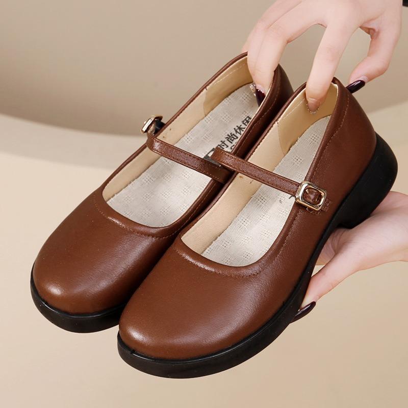 Women's Shoes Women's New Comfortable Platform Work Shoes Soft Sole Small Leather Shoes Women's Shoes Single Shoes