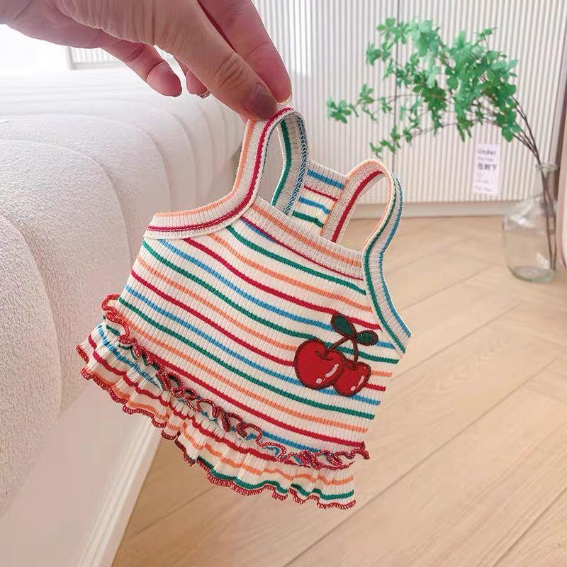 Rainbow Strips Summer Cat Dog Pet Teddy Bigbear Dog Clothes Pomeranian Maltese Thin Vest