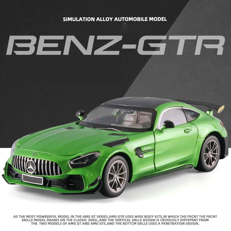 1:18 Mercedes Benz AMG GTR Alloy Sports Car Diecast Model Sound & Light Simulation Toy Collect Ornaments Gifts Birthday Present
