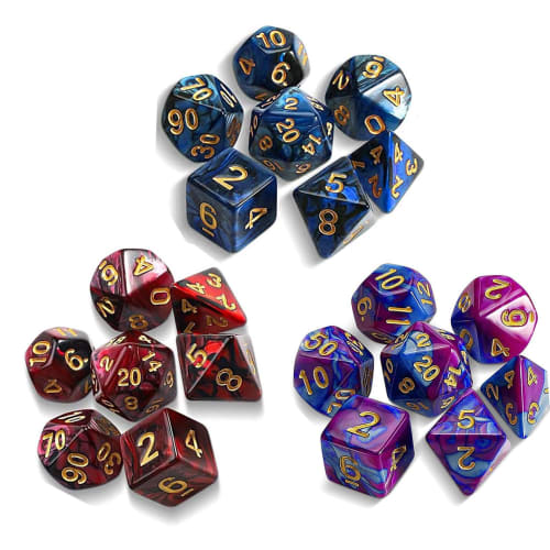 HUIKKJP Polyhedral Dice Set, 21 Dice Sets In 3 Colors, D20, D12, D10, D8, D6, D4, for Mythology Tabletop Role-Playing, Magic, and Card Games