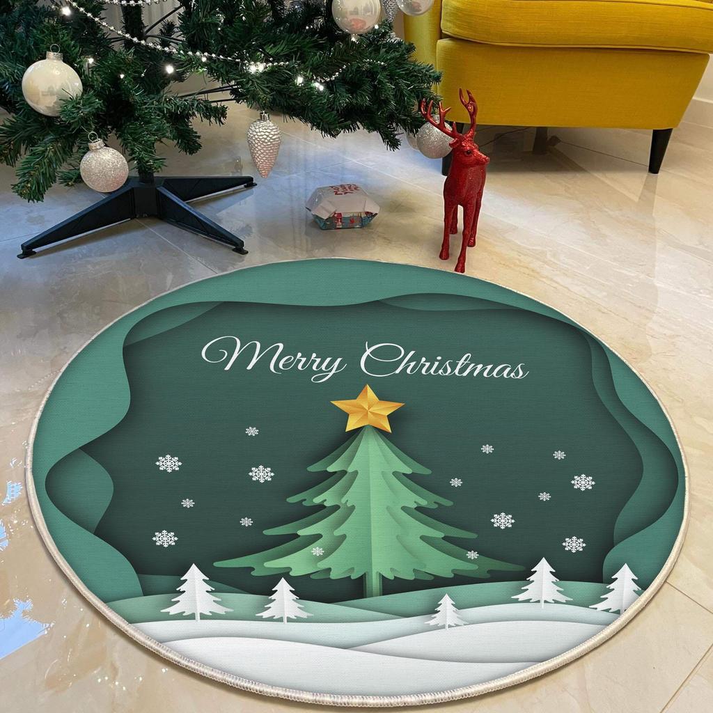 Рождественская концепция Декоративный тонкий машинный тканый хлопок Нескользящая основа Моющийся ковер для комнаты
