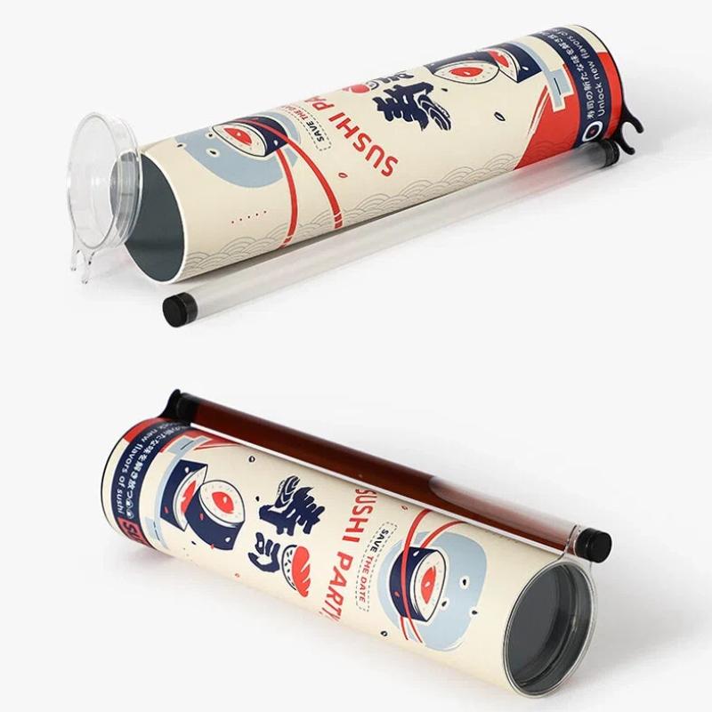 Reusable Japanese Style Round Sushi Push Box Mold 1/4/10Pcs with Sauce Straw Cone for Daily Home Cooking