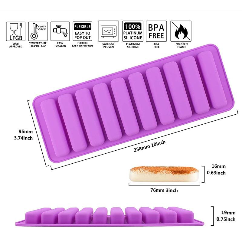 Длинные полоски силиконовая форма формы для печенья шоколад прямоугольные формы для батончиков с хлопьями поднос для кубиков льда желе торт инструменты для выпечки