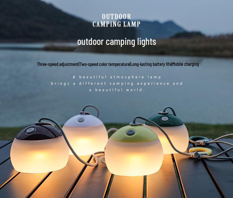Rechargeable LED Camping Lantern: Waterproof Silicone Hanging Lamp with Cold/Warm Light and Type-C Port