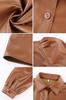 Lambskin Handmade Genuine Stylish Casual Party Women's Shirt Brown Leather