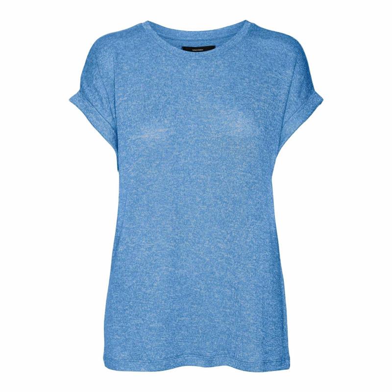 Женская однотонная футболка с круглым вырезом и короткими рукавами VERO MODA