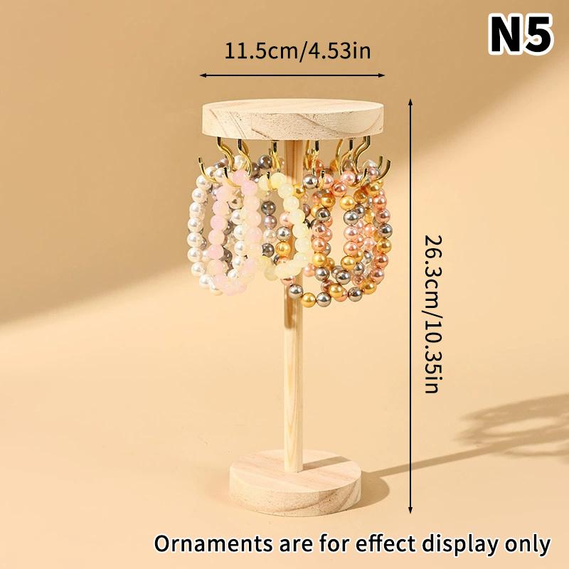 Necklace Holder Organizer Jewelry Tree Stand With 12/18 Metal Hooks Wooden Necklace Display Tower For Home Or Show Selling Use