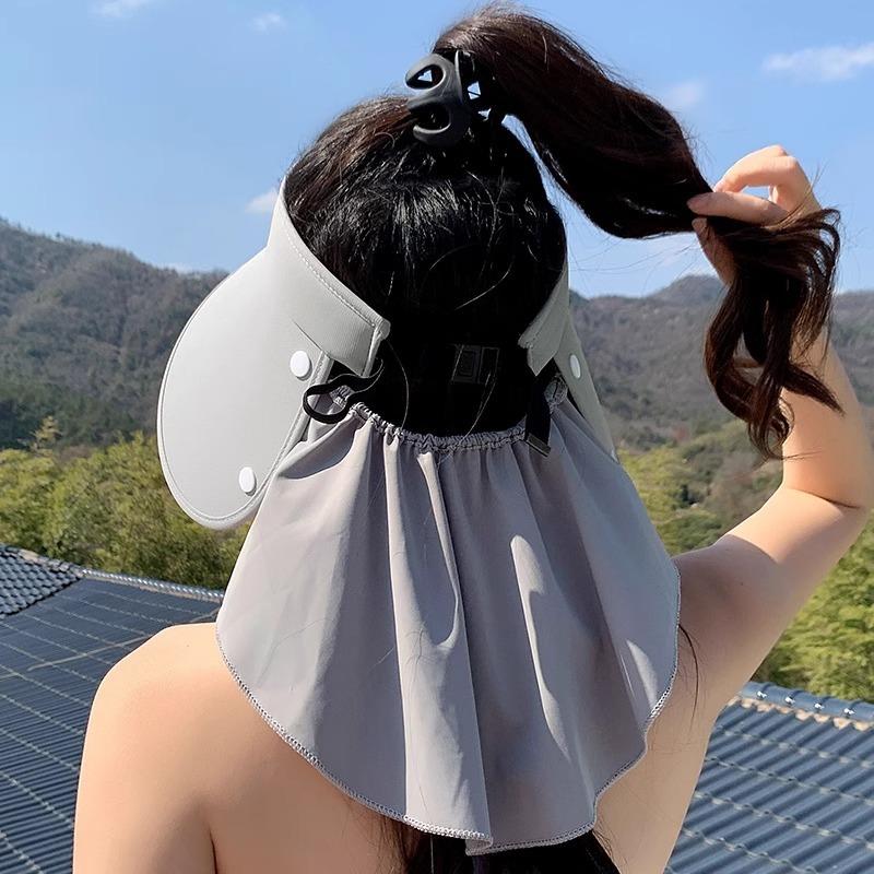 Шляпа от солнца с широкими полями, женская летняя защита от УФ-лучей, закрывающая лицо, из ледяного шелка, шаль для защиты шеи, шляпа от солнца