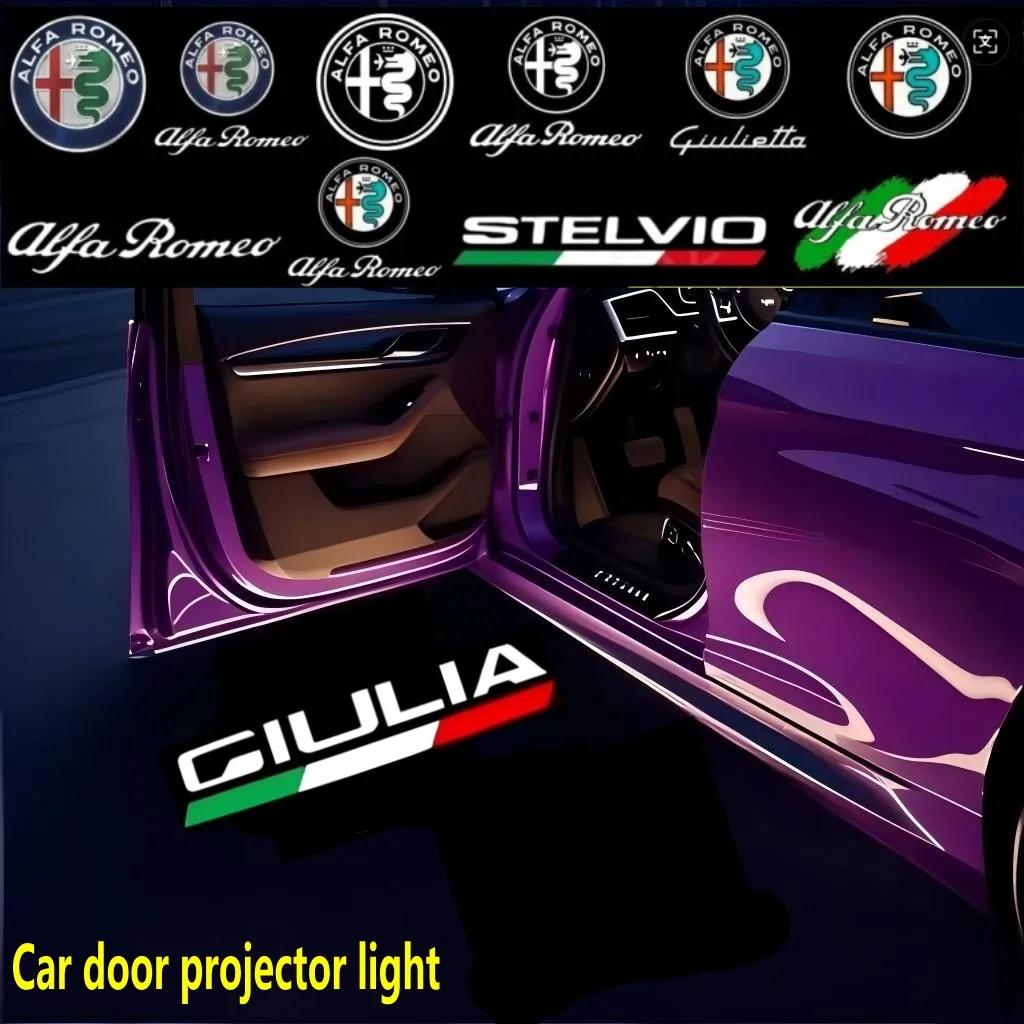 2x Led Car Door Logo Projector Laser Light Welcome Light For Alfa Romeo Giulia Stelvio 2017-2023 Giulietta 2011-2019 Accessories