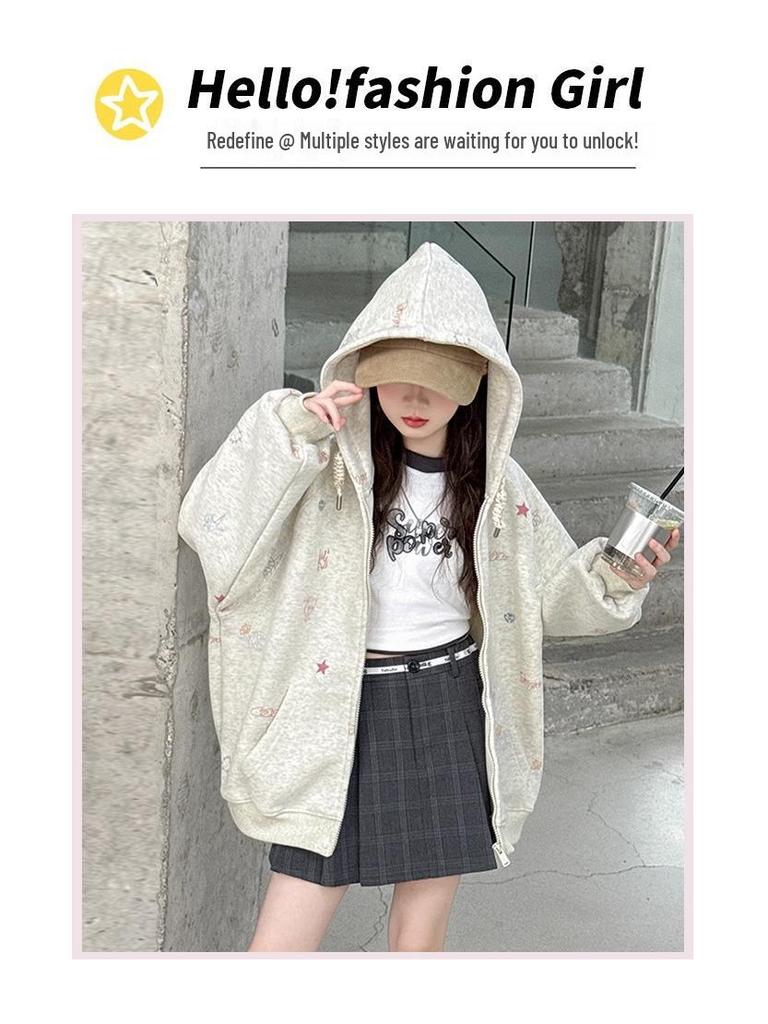 Весна и Осень 2025 Кардиган с капюшоном для девочек - Модная бейсбольная куртка с длинным рукавом