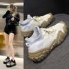 Fashion Sports Shoes Women's Breathable Lace-up Thick-soled Casual Sports Shoes Women's Vulcanized Shoes Thick-soled Mesh Breathable