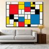 Red Yellow Blue Abstract Grid Artwork For Living Room Decor