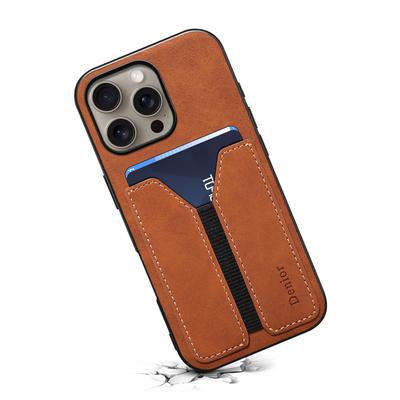 DENIOR Чехол для iPhone 16 Pro Эластичный держатель для карт PU кожа+ТПУ+ПК Чехол для телефона