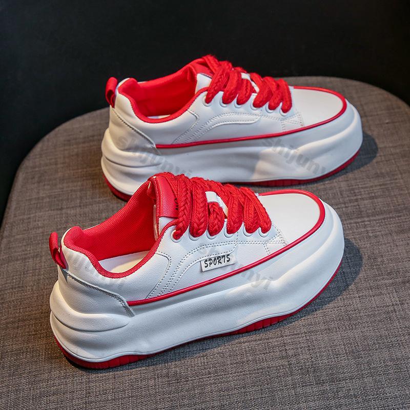 Женские белые массивные кроссовки, женская спортивная обувь на платформе, осенняя мода, кроссовки для бега на шнуровке, женские кроссовки на толстой подошве