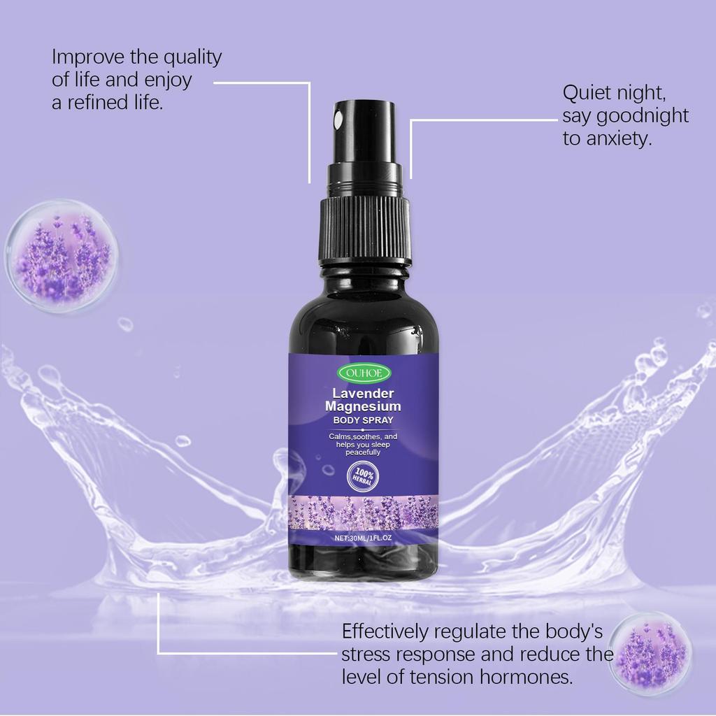OUHOE Lavender Sleep Spray 30ml Natural Ingredients Promote Sleep, Relieve Stress, and Ensure a Restful Night's Sleep.