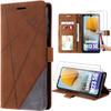Case for Samsung Galaxy M23 5G Flip Case Stand Synthetic Leather Brown and 2 Tempered Glasses
