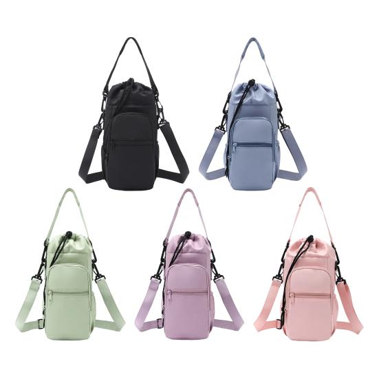 Сумка-чехол на плечо для термобутылки с регулируемым ремнем и завязкой. Сумка-чехол для бутылки для походов, спортзала, путешествий. Множество карманов. Чехол-сумка для бутылки, телефона, ключей.