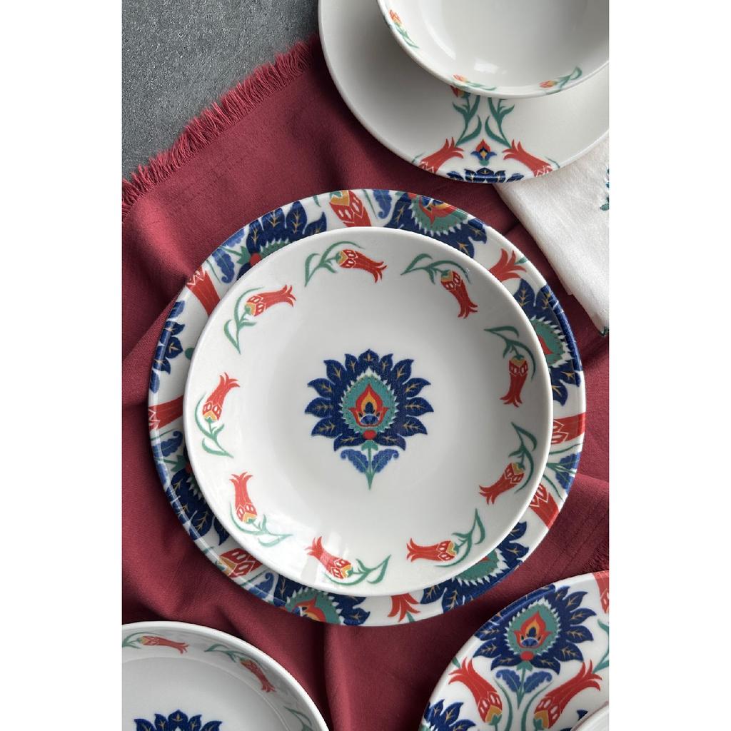 Verona Premium Porcelain Dinner Set 24 Pieces For 6 Persons Green Flower Pattern