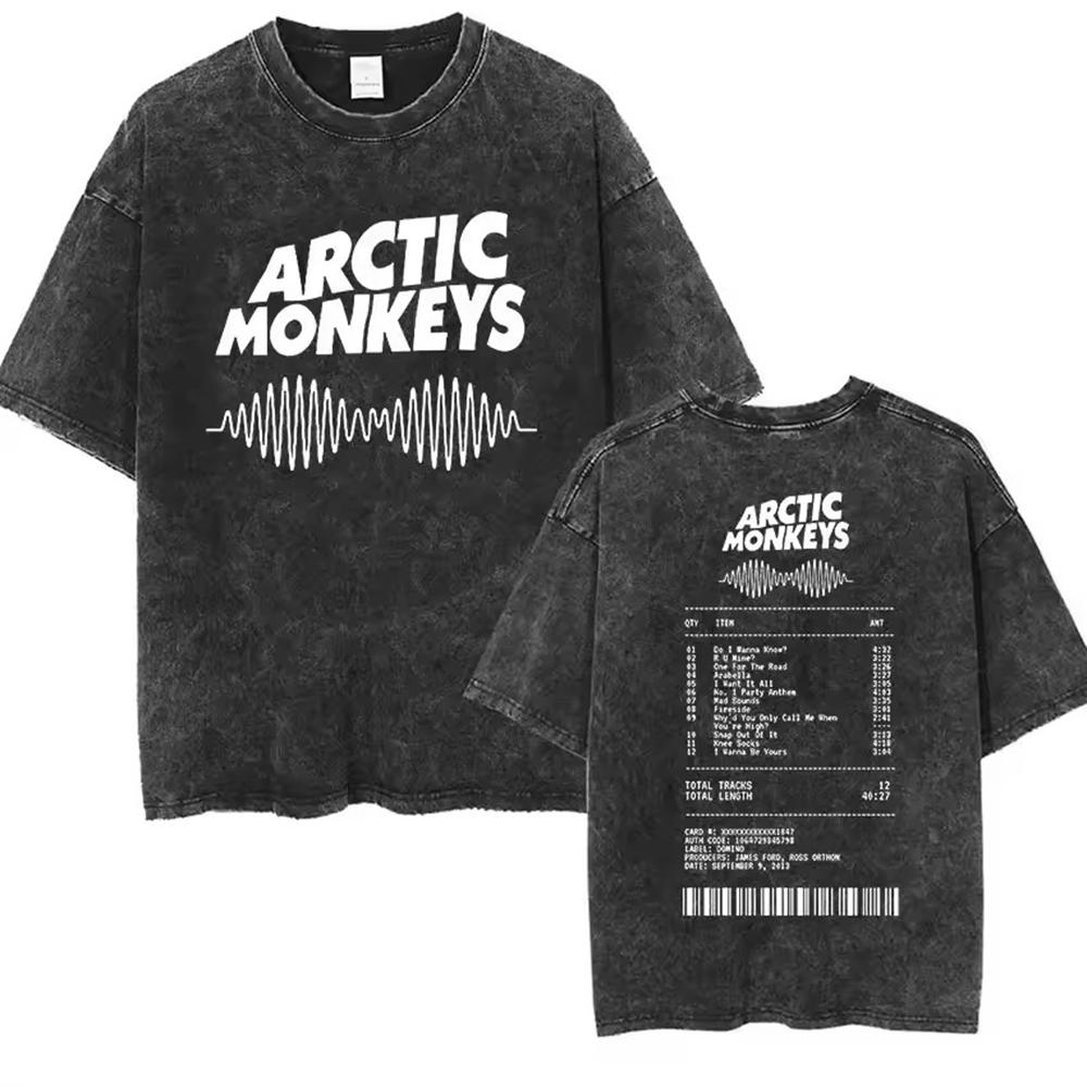 SOVOB Новинка в топах Футболки Ретро Рок Arctic Monkeys Музыкальный альбом Графическая пара Винтажная потертая футболка с коротким рукавом