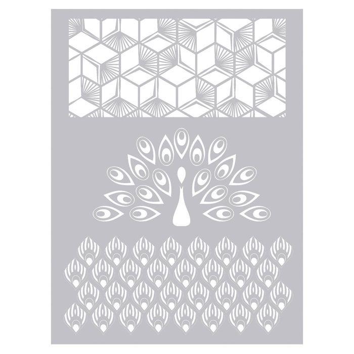 Pochoir pâte polymère Paon 15,3 x 11,4 cm
