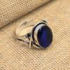 Blue Sapphire Lab-Created Gemstone 925 Sterling Silver Handmade Jewelry Ring