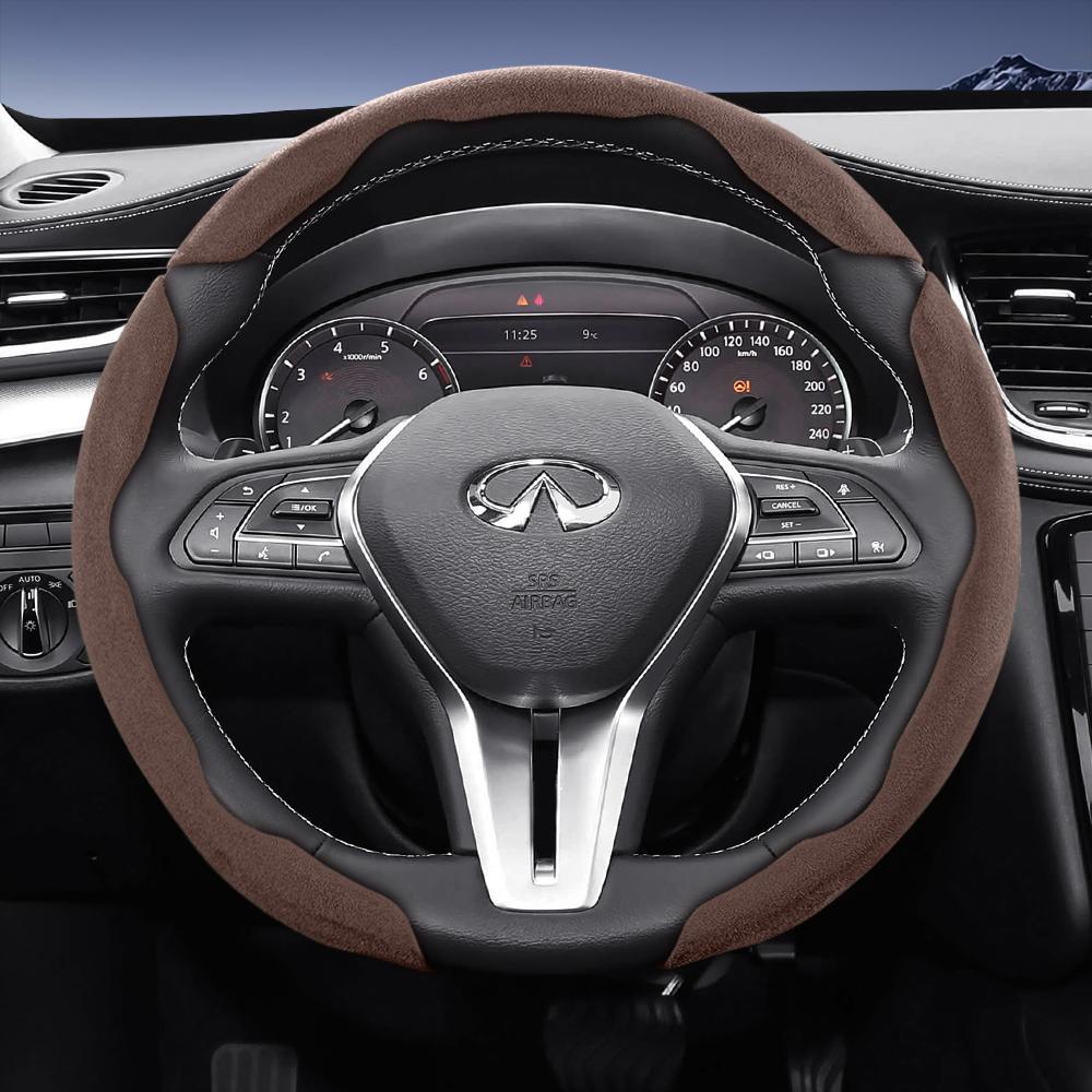 Bpzsw1 Подходит для рулевого колеса Infiniti Sports из замшевой кожи со съемной конструкцией на кнопках для моделей, таких как Q50 Qx50 Qx55