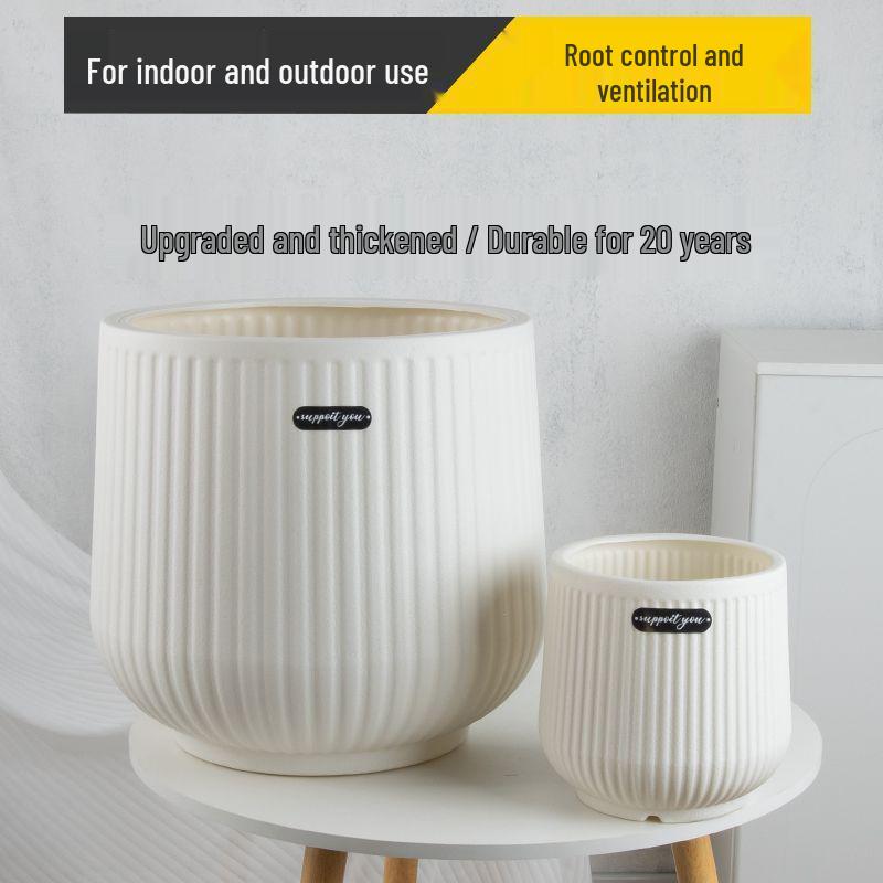 Nordic-Style High-Top Resin Flower Pot for Bird of Paradise and Areca Palm - Durable, Large Diameter