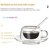 Glass Espresso Cups with Saucers and Spoons Double Wall Insulated Cups Set Handheld Drinking Glasses for Tea Latte Cappuccino