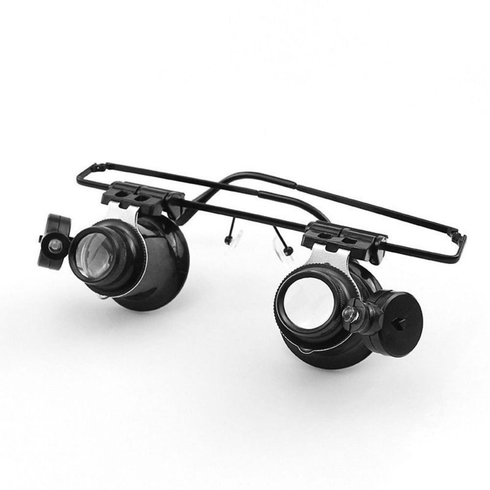 with LED Lights 20X Magnifier Double Eye Glasses Jewelers Repair Wearing Magnifier Clocks Repair