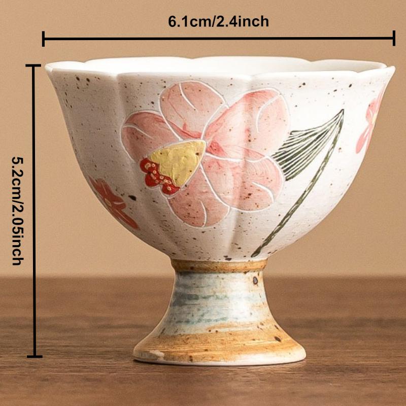 Plant Ash Master Cup Lotus Petal Teacups Ceramic Chinese Kung Fu Tea Cup Tea Ceremony Household Tasting High-foot Bowl Drinkware