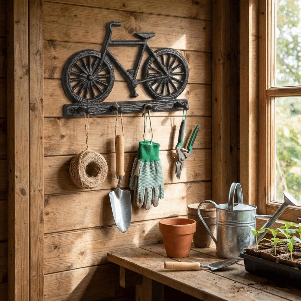 Rust-Proof Wall Mount Key Holder with 4 Hooks Coat Hooks Motorcycle Hooks Home Organization