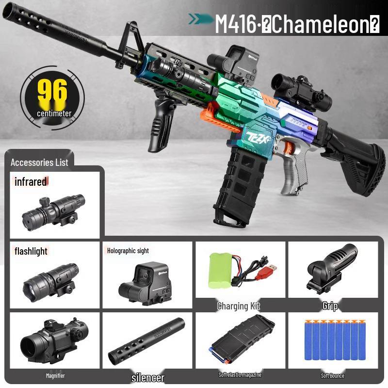 Electric M416 Auto Soft Bullet Toy Gun - Sniper Simulation for Kids Birthday Gift - AK47 Style Rifle