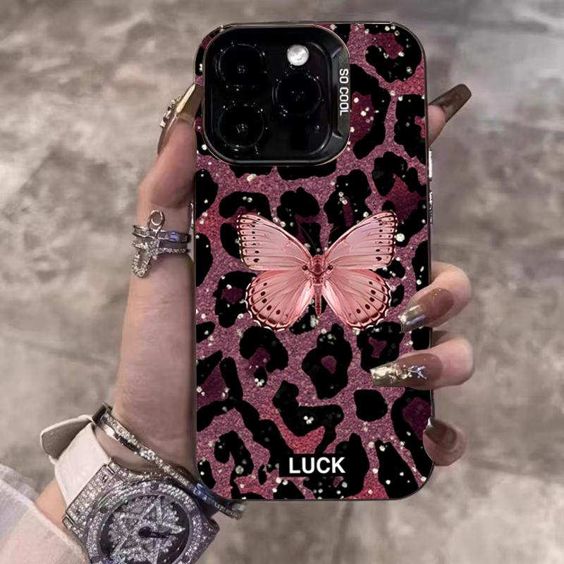 Luxury Butterfly Leopard Print Electroplate Phone Case For Xiaomi Redmi Note 14 13 12 11 10 Pro Plus 12S 11S Redmi 14C 13 Cover