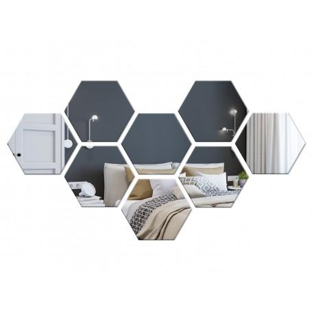 Dekoracyjne Lustro Akrylowe Hex - Srebrne