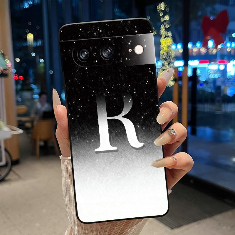 Letter Shiny Starry Sky Pattern Phone Case For Google Pixel 8 Soft Silicone Black Case For Google Pixel 8a Anti-scratch Casing