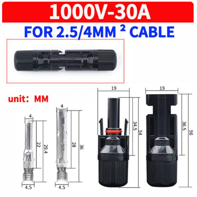 10 пар солнечного разъема MC4 1000 В, солнечная вилка 30 А для подключения фотоэлектрического кабеля, устойчивый к ультрафиолетовому излучению, IP67, мужской и женский разъем