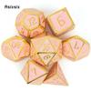 7 Pcs Golden Orange Standard Metal Dice Solid Metal Polyhedral Dice Set Suitable for Role-Playing RPG  Board Game Card Game